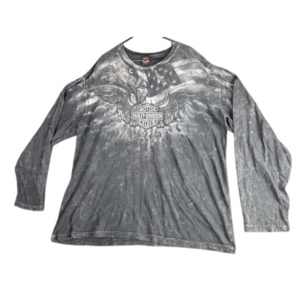 Vintage Y2K Harley Davidson Eagle Shirt Mens XXL Gray Roswell NM Grunge Biker